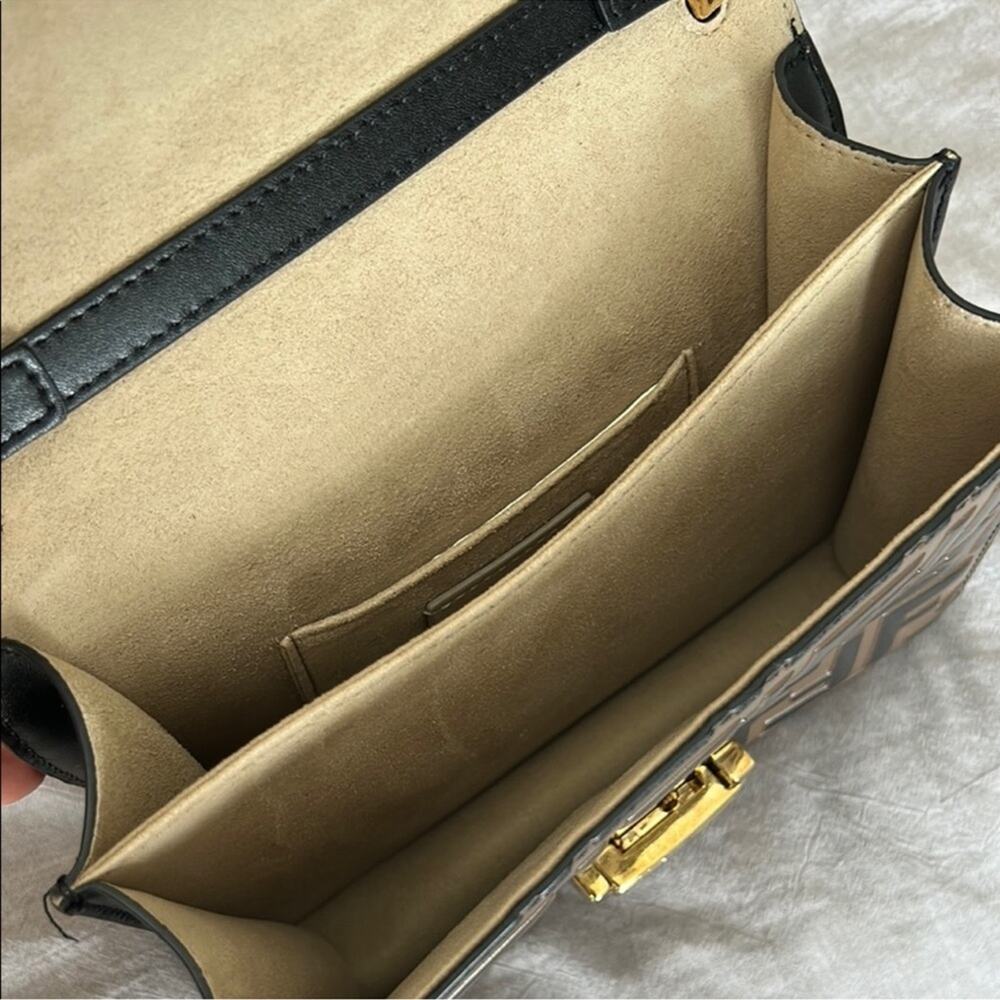 Fendi Small Kan U Ff Pattern Shoulder Bag In Brown chain strap - Picture 6 of 9